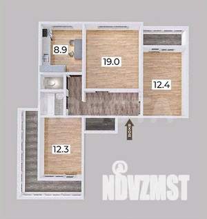 3-к квартира, вторичка, 70м2, 4/12 этаж