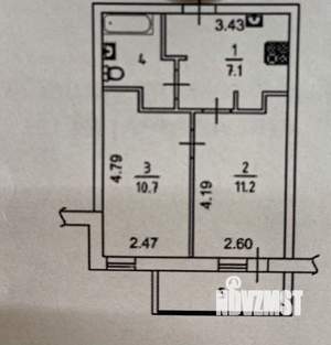 2-к квартира, вторичка, 34м2, 7/9 этаж