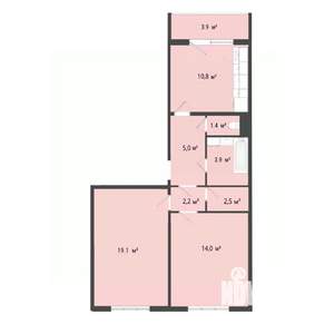 3-к квартира, строящийся дом, 77м2, 1/9 этаж