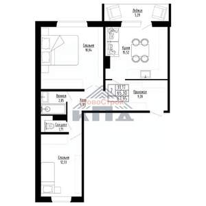2-к квартира, строящийся дом, 68м2, 2/8 этаж
