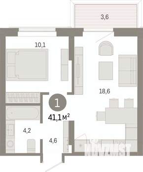 1-к квартира, вторичка, 41м2, 3/17 этаж
