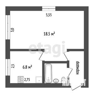 1-к квартира, вторичка, 31м2, 2/5 этаж