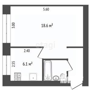 1-к квартира, вторичка, 31м2, 2/5 этаж