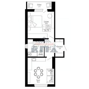 1-к квартира, вторичка, 55м2, 9/16 этаж