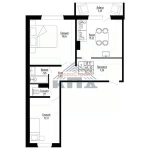 2-к квартира, строящийся дом, 68м2, 8/8 этаж