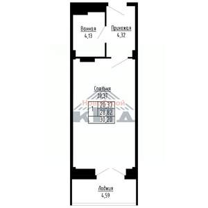 1-к квартира, строящийся дом, 30м2, 9/16 этаж