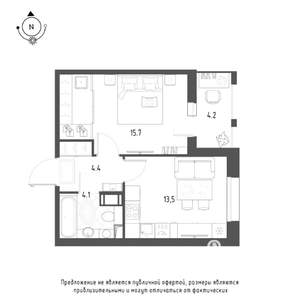 1-к квартира, вторичка, 40м2, 3/7 этаж