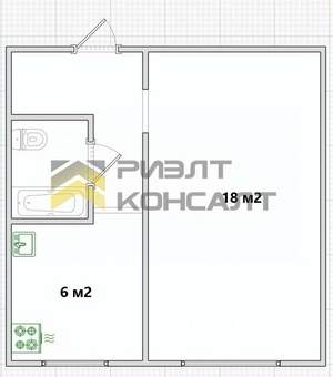 1-к квартира, вторичка, 30м2, 3/9 этаж