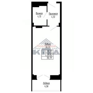 1-к квартира, строящийся дом, 30м2, 6/16 этаж