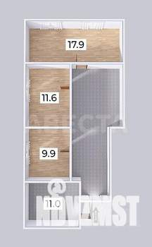3-к квартира, вторичка, 73м2, 1/2 этаж