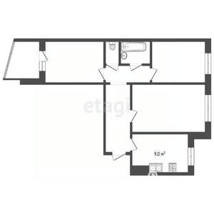 3-к квартира, вторичка, 63м2, 4/9 этаж