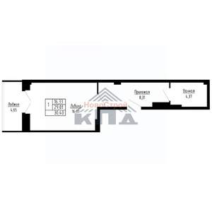 1-к квартира, строящийся дом, 30м2, 6/16 этаж