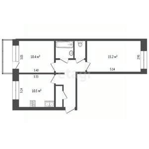 2-к квартира, вторичка, 50м2, 2/5 этаж