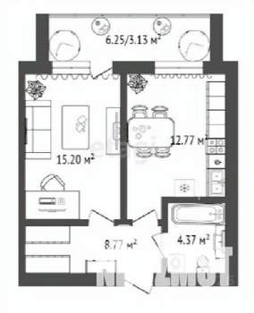 1-к квартира, строящийся дом, 45м2, 4/16 этаж
