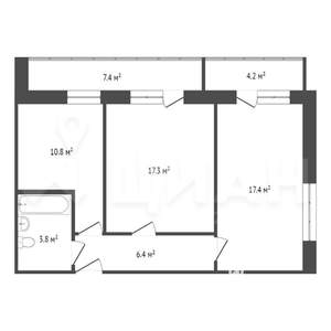 2-к квартира, вторичка, 46м2, 4/5 этаж