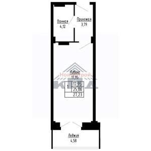 1-к квартира, строящийся дом, 27м2, 16/16 этаж