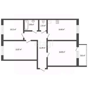 3-к квартира, вторичка, 72м2, 3/6 этаж