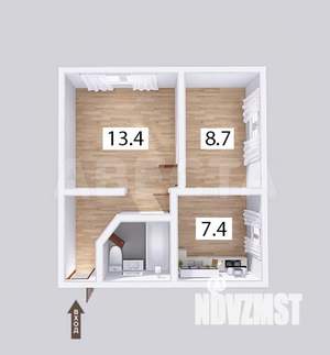 2-к квартира, вторичка, 38м2, 1/5 этаж