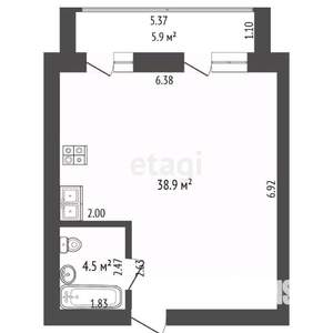 1-к квартира, вторичка, 43м2, 7/14 этаж