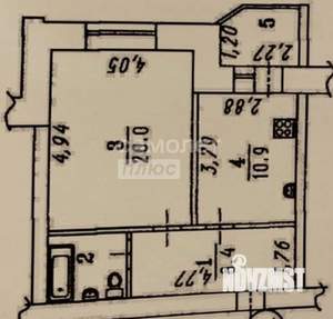 1-к квартира, вторичка, 43м2, 1/9 этаж
