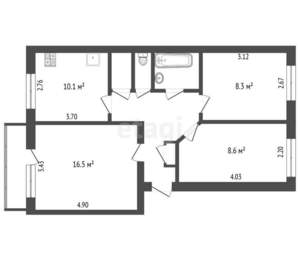3-к квартира, вторичка, 59м2, 3/4 этаж