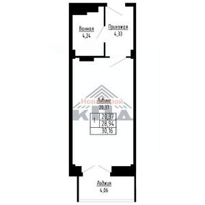 1-к квартира, строящийся дом, 30м2, 4/16 этаж