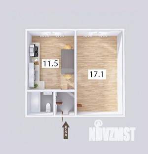 1-к квартира, вторичка, 34м2, 1/9 этаж