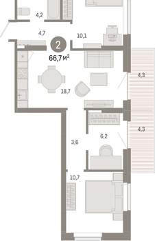 3-к квартира, вторичка, 67м2, 4/9 этаж