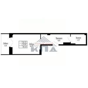 1-к квартира, строящийся дом, 30м2, 5/16 этаж