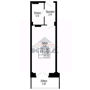 1-к квартира, строящийся дом, 27м2, 15/16 этаж