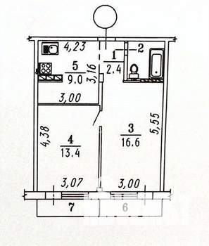 2-к квартира, вторичка, 45м2, 5/5 этаж