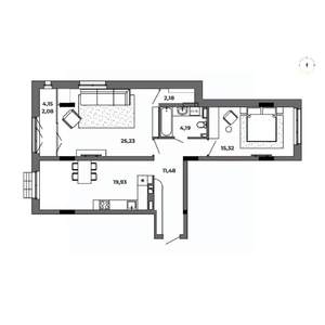 2-к квартира, строящийся дом, 80м2, 6/8 этаж