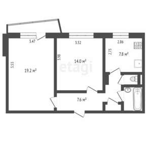 2-к квартира, вторичка, 54м2, 10/10 этаж