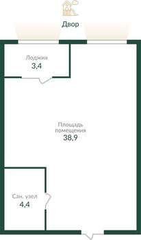 1-к квартира, строящийся дом, 47м2, 13/16 этаж