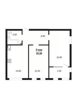 2-к квартира, вторичка, 63м2, 9/14 этаж