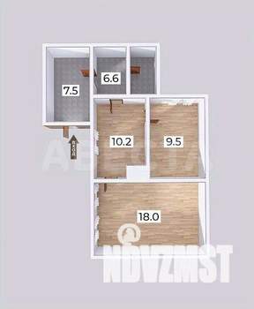 2-к квартира, вторичка, 38м2, 1/1 этаж