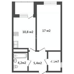 1-к квартира, вторичка, 42м2, 1/21 этаж