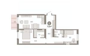 2-к квартира, вторичка, 72м2, 8/9 этаж