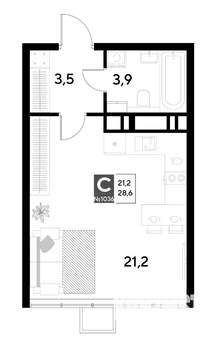 Студия квартира, строящийся дом, 29м2, 19/21 этаж