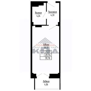 1-к квартира, строящийся дом, 30м2, 12/16 этаж