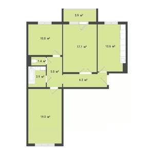 3-к квартира, строящийся дом, 77м2, 5/10 этаж