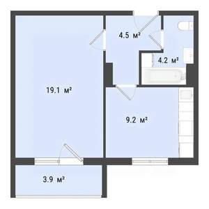 1-к квартира, строящийся дом, 37м2, 2/3 этаж
