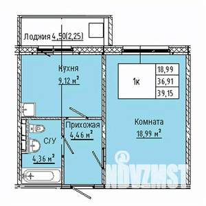 1-к квартира, вторичка, 39м2, 8/10 этаж