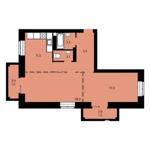 2-к квартира, строящийся дом, 64м2, 9/15 этаж