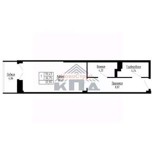 1-к квартира, строящийся дом, 38м2, 8/16 этаж