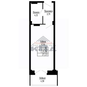 1-к квартира, вторичка, 27м2, 2/16 этаж