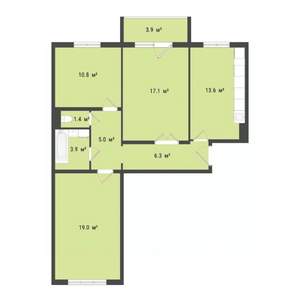 3-к квартира, строящийся дом, 77м2, 4/10 этаж