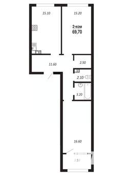 2-к квартира, строящийся дом, 70м2, 5/14 этаж