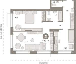 2-к квартира, вторичка, 68м2, 4/17 этаж