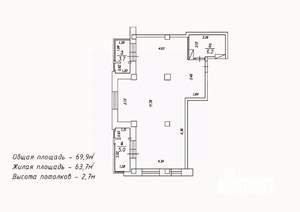 2-к квартира, сданный дом, 70м2, 13/18 этаж